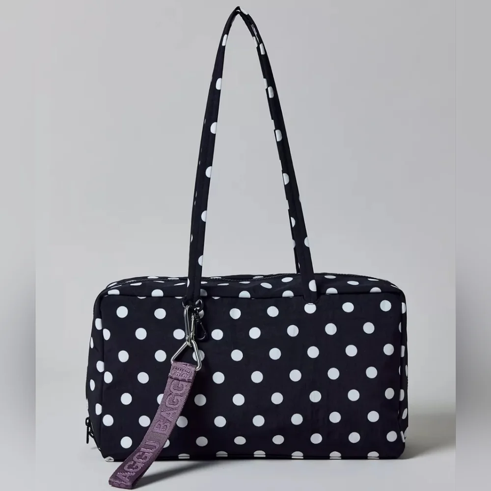 BAGGU Black and White Polka Dot Shoulder Bag